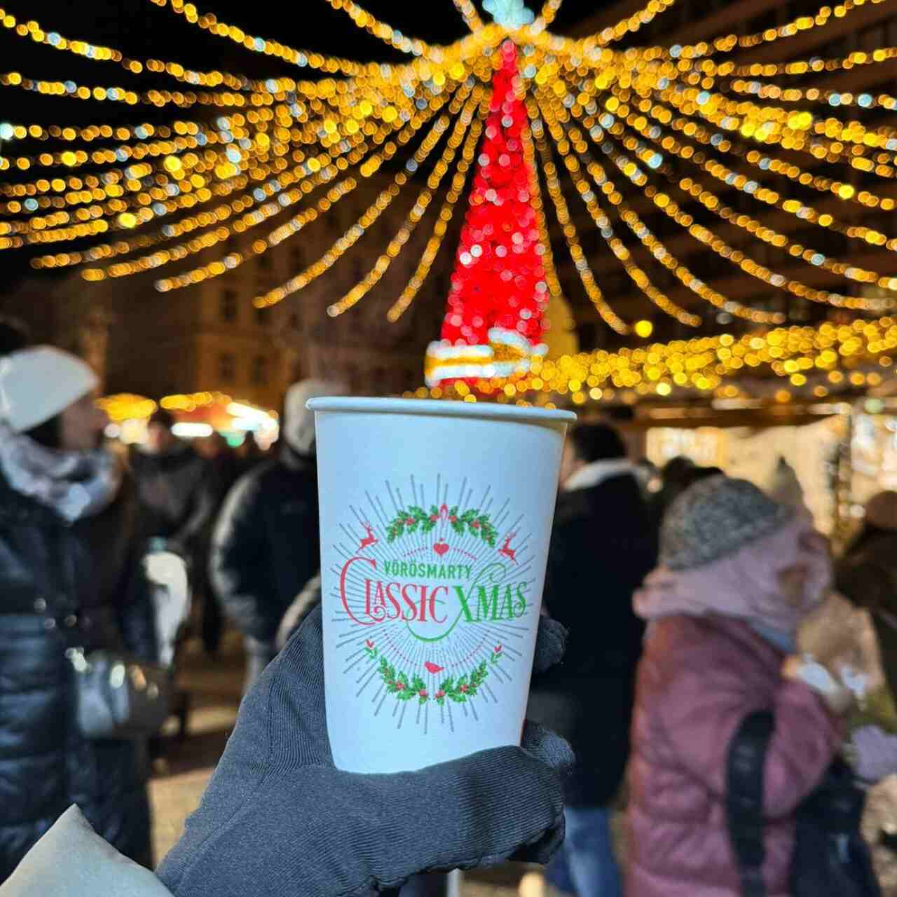 Cup of mulled wine at Budapest Christmas market in Budapest