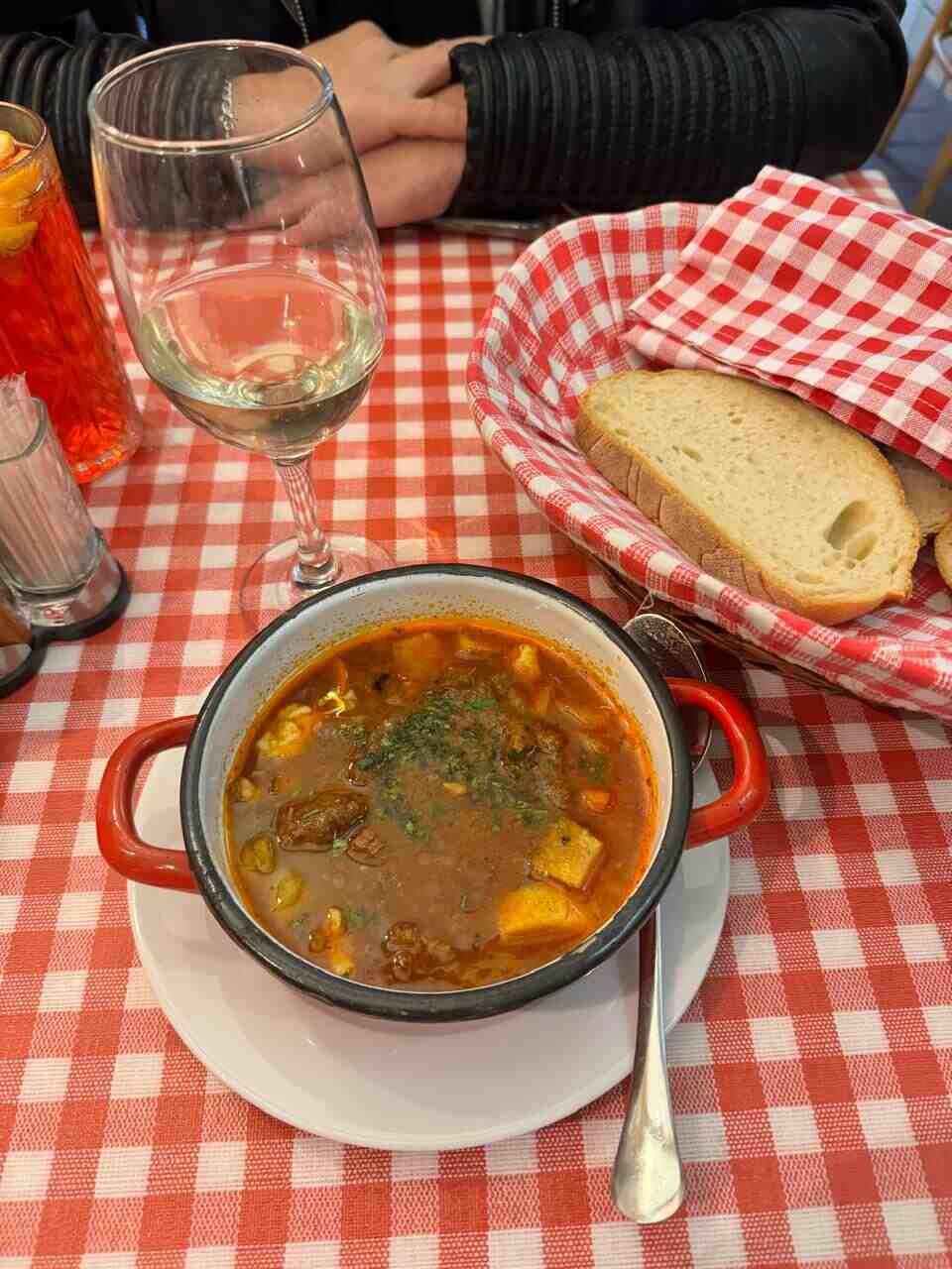 Goulahs Soup, traditional hungarian food, at Kisharang Étkezde, Budapest